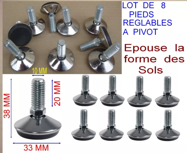 8 Pieds Pivot Réglable à Visser Filetage Ø 10,Gazinière,Frigidaire,Table,Chaise