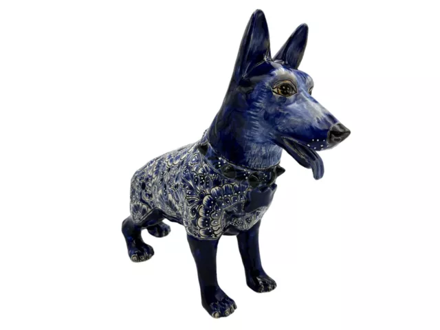 Talavera German Shepard Mexican Pottery Folk Art Home Decor Hand Painted 15"