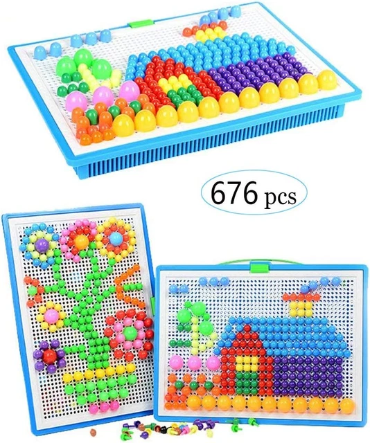 Jsvacva 676 pz Pegboard unghie fungo educativo puzzle colorato fai da te