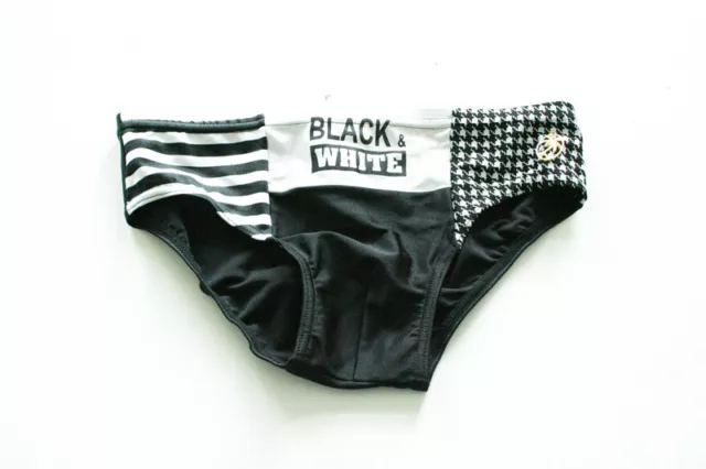 True Vintage 80er Shiny 90s Black & White Swim Trunks 90er Size XS Nylon New
