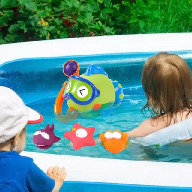 4-teiliges Kinder-Wasserspiel, Ozean- und Meerestier-Badewannenspielzeug für