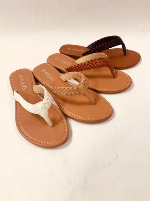 New womens sandals flip flops summer flat slide slipper thong weave comfort open