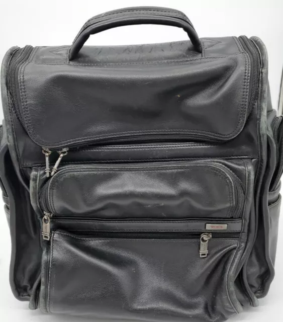 TUMI Black Nappa Genuine Leather Daypack Laptop Backpack Model 96081D4 Vintage
