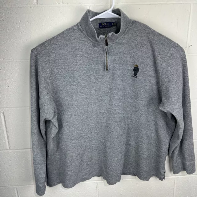 Polo Ralph Lauren Hombre Gris Polo Traje Oso 1/4 Cremallera Pulóver Suéter XXL 2XL