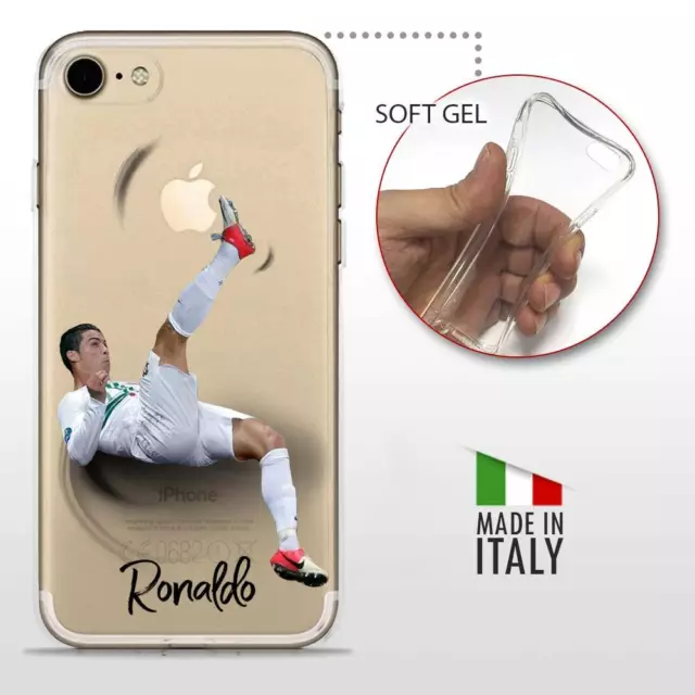 iPhone 7 TPU COVER PROTETTIVA GEL TRASPARENTE Calcio Soccer Cristiano Ronaldo