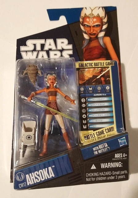Star Wars Ahsoka Tano + Rotta The Hutt Cw17 Clone Wars Figure + Gioco Battaglia Nuovo