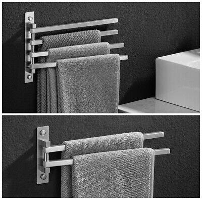 Stainless Steel Towel Rack Bathroom Swivel Rail Hanger Holder Wall Shelf Brushed