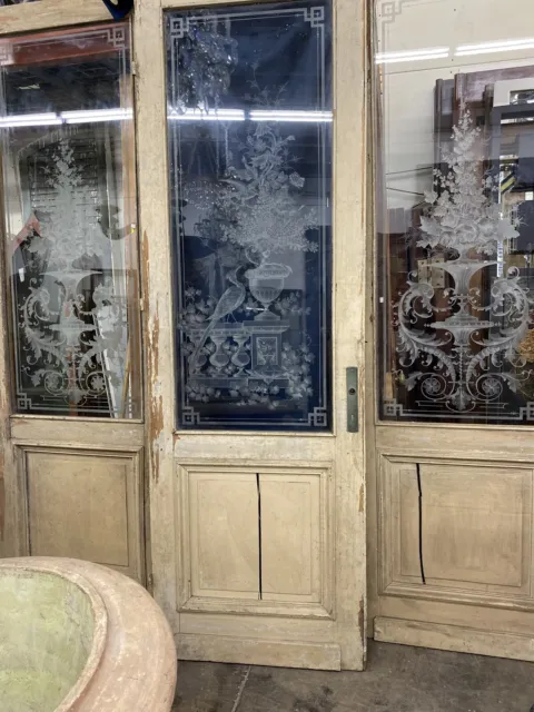 Etched Glass French Parlor Doors 97x63 Two Doors At 97x 31.5 Ea 9