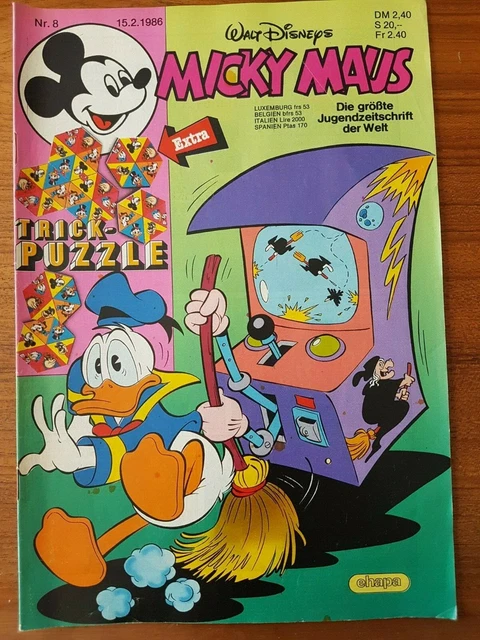 Micky Maus 1986 / Heft Nr.08 /  -mit Beilage Trick Puzzel-