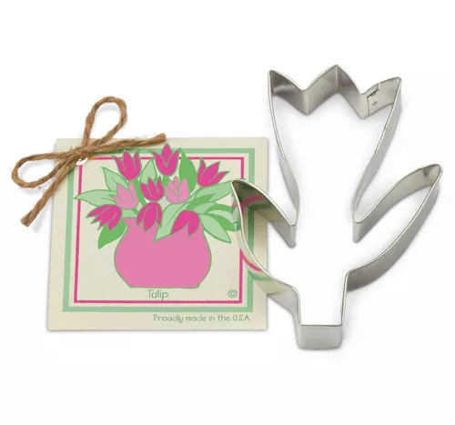 Ann Clark Tin Crown Cookie Cutter TULIP, FLower w/ Recipe Card Made in USA