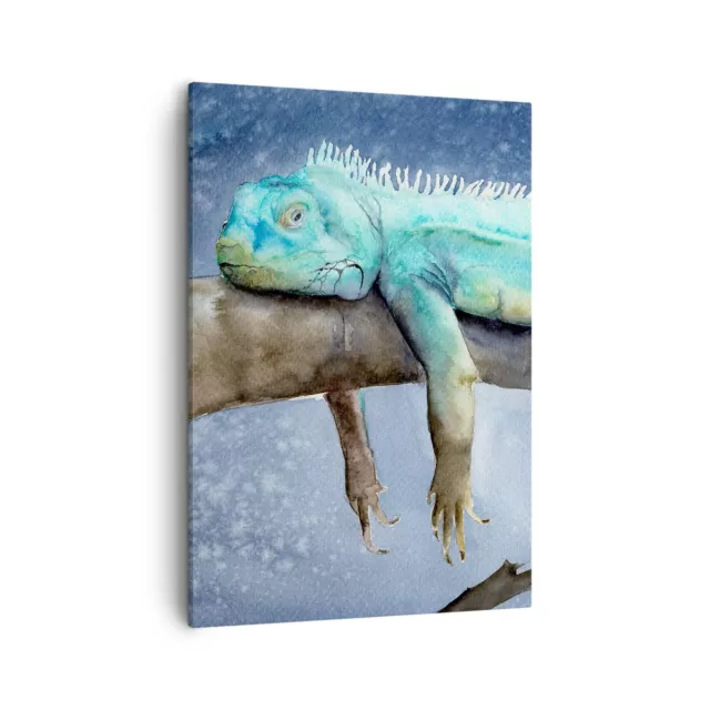 Impression sur Toile 50x70cm Tableaux Image Photo Cam�l�on Animal Paresse