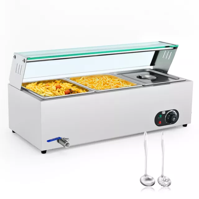 3 Pan 1200W Electric Bain Marie Food Warmer for Party Buffet Restaurant Hotel