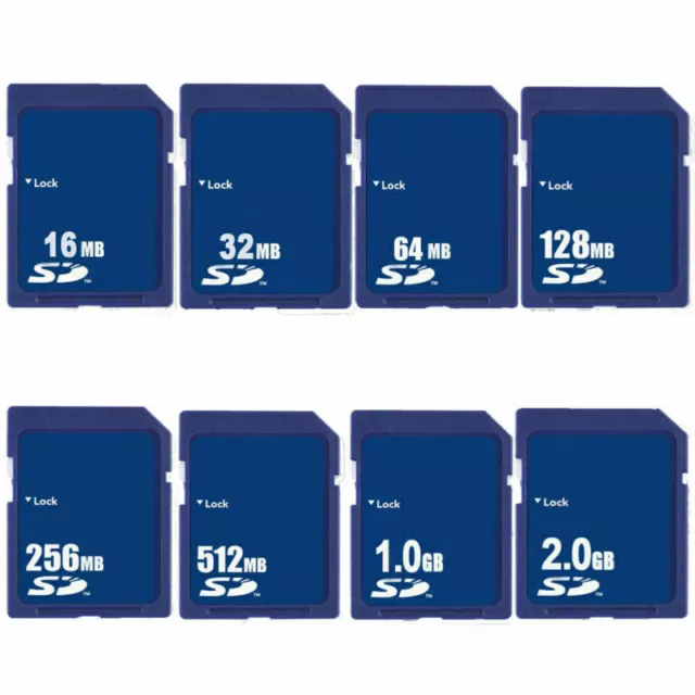 16MB 32MB 64MB 128MB 256MB 512MB 1GB 2GB SD Standard Secure Digital Memory Card