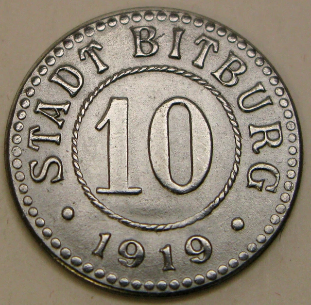BITBURG (Germany) 10 Pfennig 1919 Iron Token - Emergency Money - 1037 *