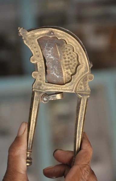 1930's Old Brass Circles Engraved Unique Handcrafted Betel Nut Cutter