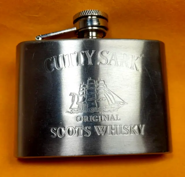 Vintage Scotch Whiskey Hip Flask  CUTTY SARK 4 OZ Original Stainless Steel