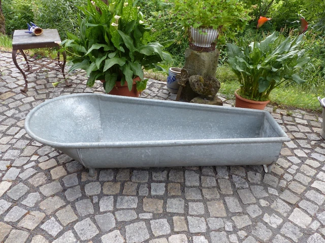 ALTE GROSSE ZINKWANNE Sulo Liegewanne Gartenteich Pflanzgefäß 1,70m EUR