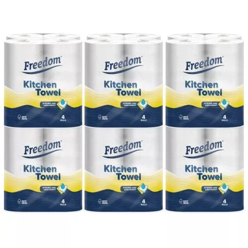 Freedom Super Strong & Absorbent MultiPurpose Kitchen Paper Roll, 24 Rolls
