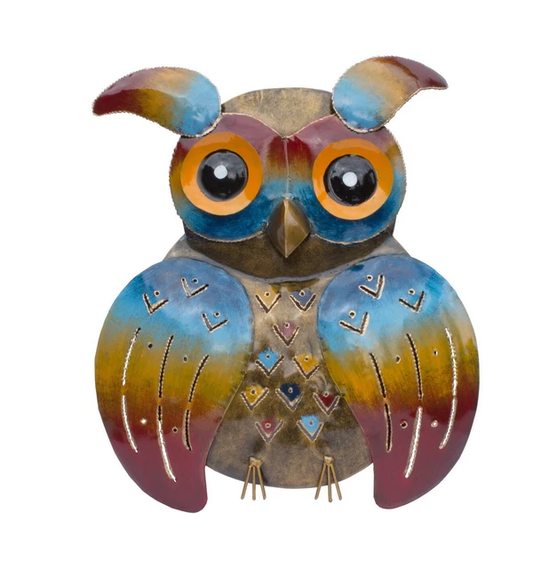 Wanddeko Eule Vogel Uhu Ziervogel Metall Deko Bild Tier Figur Skulptur Hänger