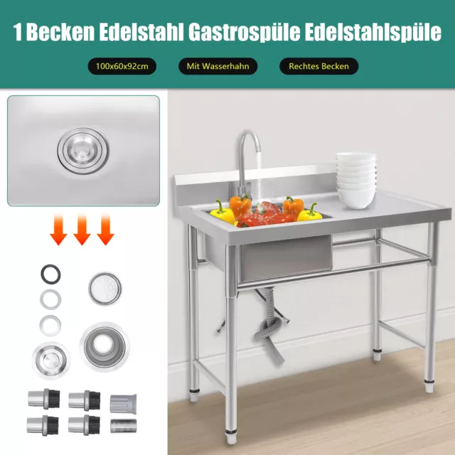 1 Becken Spültisch Edelstahlspüle Spülbecken Edelstahl Waschbecken Küche Spüle