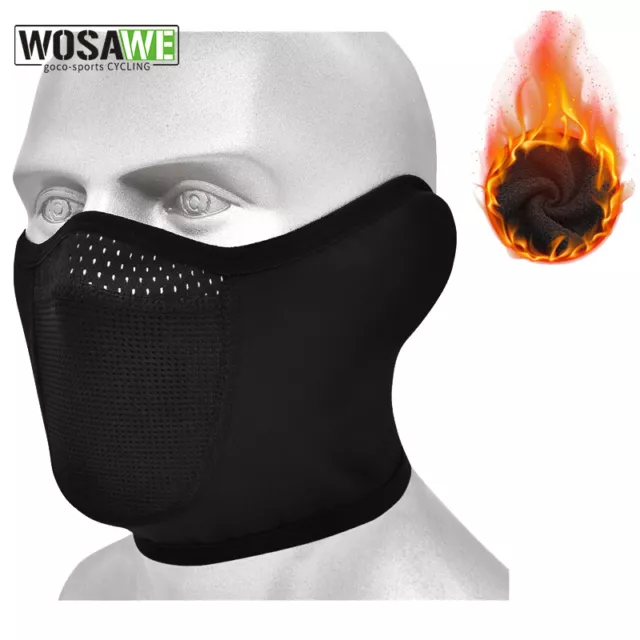 WOSAWE Motorcycle Mask Bike Cycling Fleece Half Face Cover Riding Ski Ear Warmer