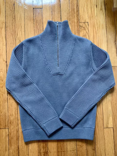 Maison Martin Margiela Mens Half Zip Ribbed Wool Sweater Blue Grey M 2008