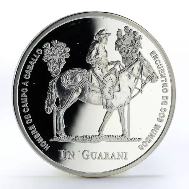 Paraguay 1 guarani Man and his Horse proof silver coin 2000