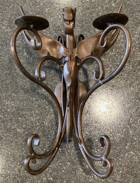 Gargoyle Dragon Candle Holder Cast Iron Gothic Medieval Dual Arms