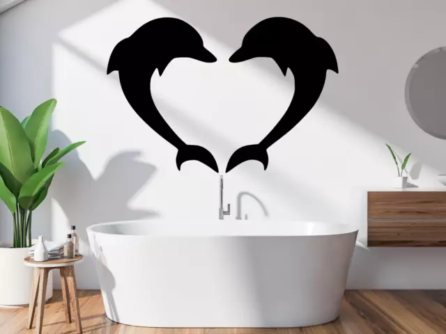 Dolphin Sticker Wall Heart Bathroom Home Decor Decals Removable Vinyl Bedroom