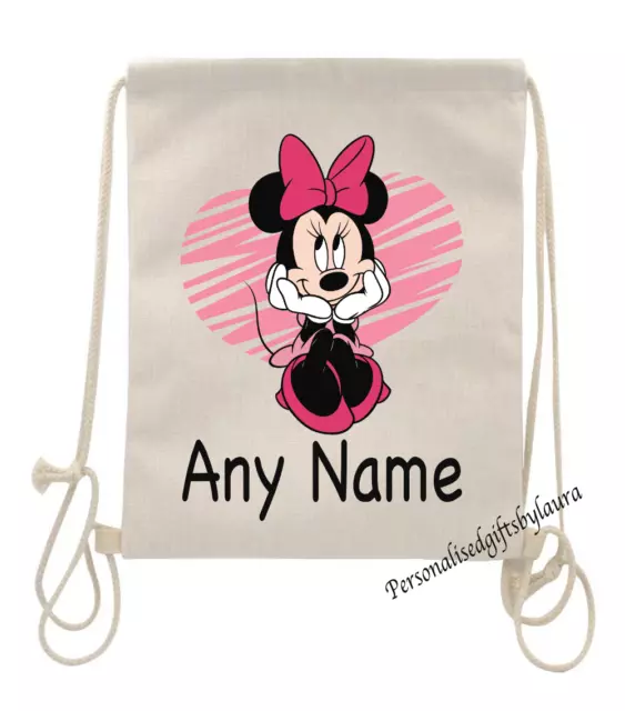 Personalised Minnie Mouse Drawstring Bag School PE Football Games bag