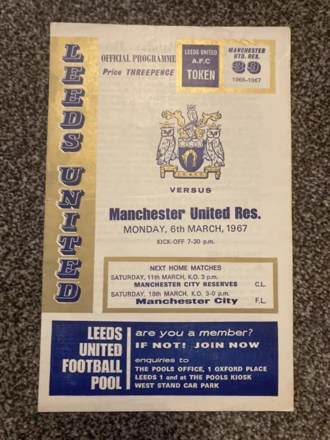 Leeds V Man Utd Reserves 1966/7