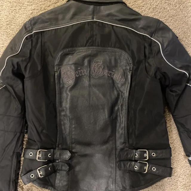 Hein Gericke Woman's Sz 10 Leather Padded Motorcycle Jacket Quilted Lining  EUC