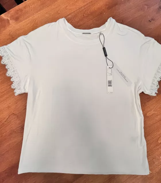 Elie Tahari White Shirt Ladies Size Medium NWT Beautiful Summer Dainty Lightweig