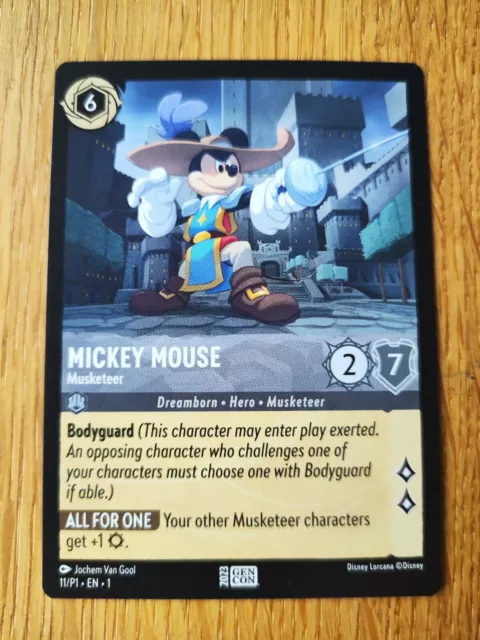 Disney Lorcana 11/P1 Mickey Mouse Musketeer Gen Con EN 2023 Promo USA NM Selten