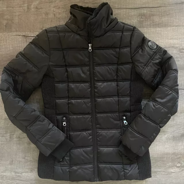 Nautica Jacket Womens XS Puffer Black Quilted Full Zip Winter Coat Outdoor