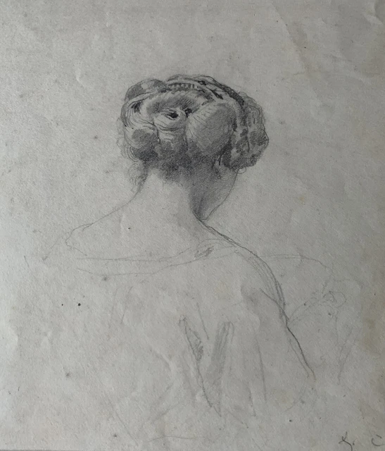 ANCIEN DESSIN XIXE Au Crayon Fusain Etude De Femme Niçoise ? Provençale 61x47cm EUR 50,00