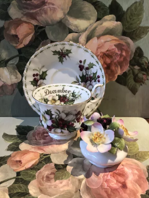 Royal Albert December Tea Cup & Saucer -matching Posy-Flower Of The Month