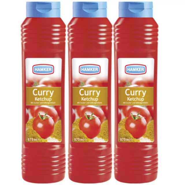 Hamker Tomates Ketchup para Patatas Fritas Bistec Y Gegrilltem 875ml 3er Paquete