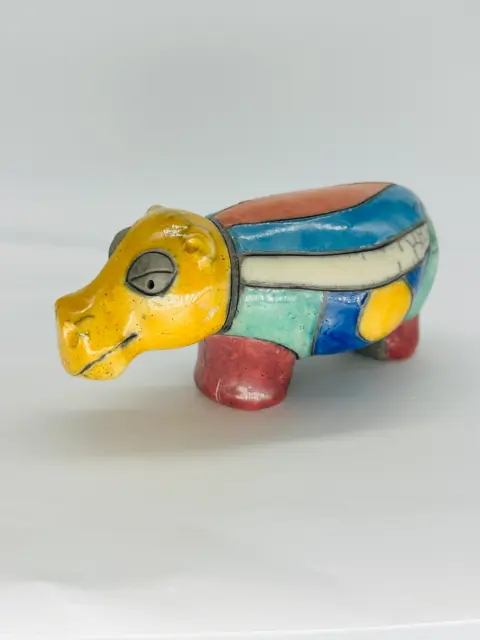 Raku Keramik Nilpferd Figur handgefertigt Südafrika Nilpferd Keramik