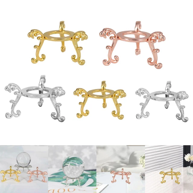 Support Boule Cristal Gatuida - Lot De 3 Supports Métal Réglables Pour Décoration Table
