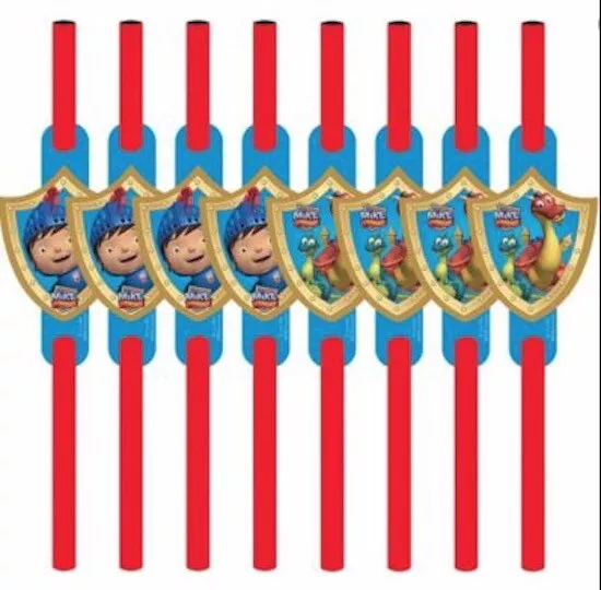 8 Mike The Knight Medallion Shield Straws Drinking Straw Birthday Party