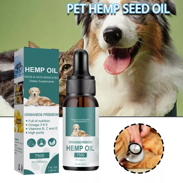 Hemp Oil for Dogs&Cats -Pet Anxiety Stress Pain Arthritis Aggressive Relax Sleep