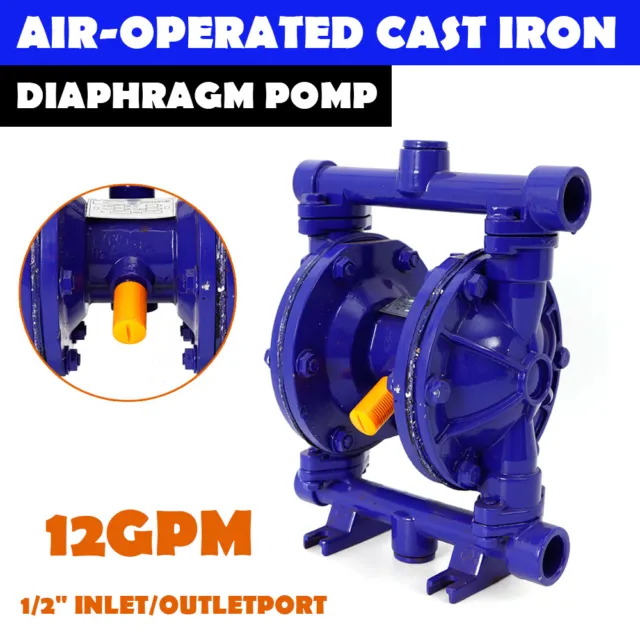12GPM 1/2" Air-Operated Double Diaphragm Pump 115 psi For Petroleum Fluids