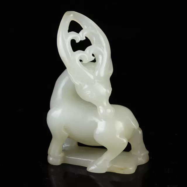 Chinese Exquisite Handmade deer carving Hetian Jade Statue