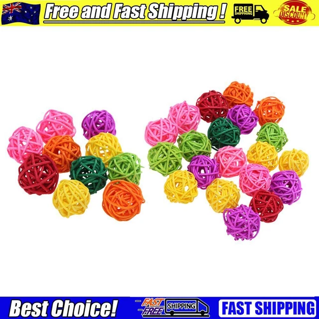 10pcs Parrot Hanging Toy Bird Chewing Rattan Ball Birdcage Decor Pet Access