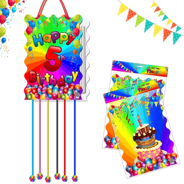 Sparkle And Bash Heart Pull String Pinata For Rainbow Birthday