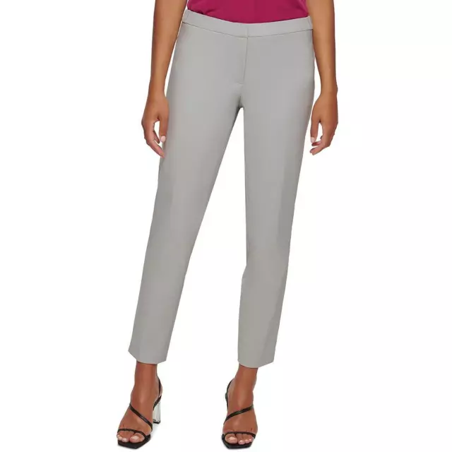 Calvin Klein Womens Gray Straight Leg Dress Pants Trousers Petites 14P BHFO 1600