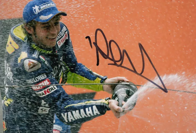 Valentino Rossi MotoGP Hand Signed Yamaha Photo 12x8 Podium.