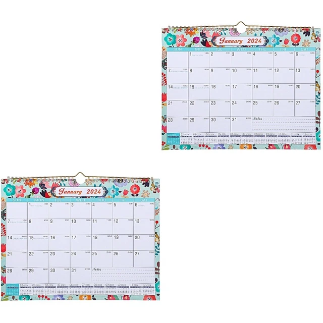 2 PACK 2024 Calendar 2024 Quote Calendar Daily Use Double Line Office