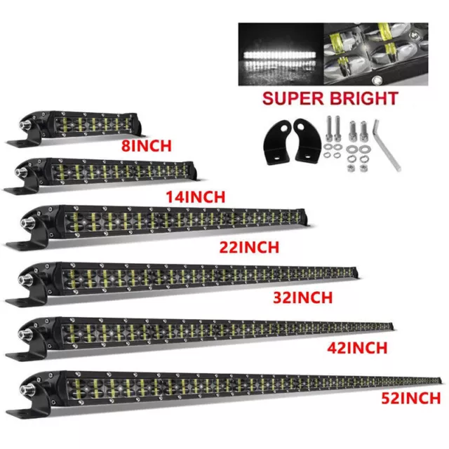 Slim 8-32'' 6D Super Bright Dual Row LED Light Bar Spotlight 12v 24v Work Light